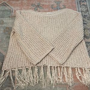 Fringe bell sleeve sweater